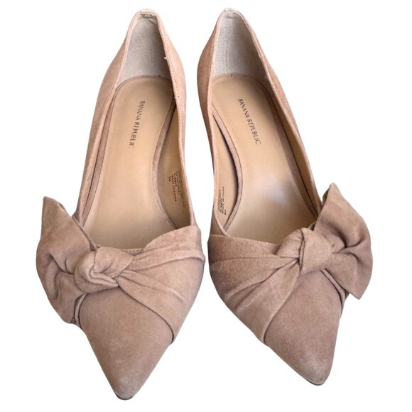 Banana Republic Andra Bow Leather Pump in Tan Biscotti Color Size 9 - Picture 7 of 7